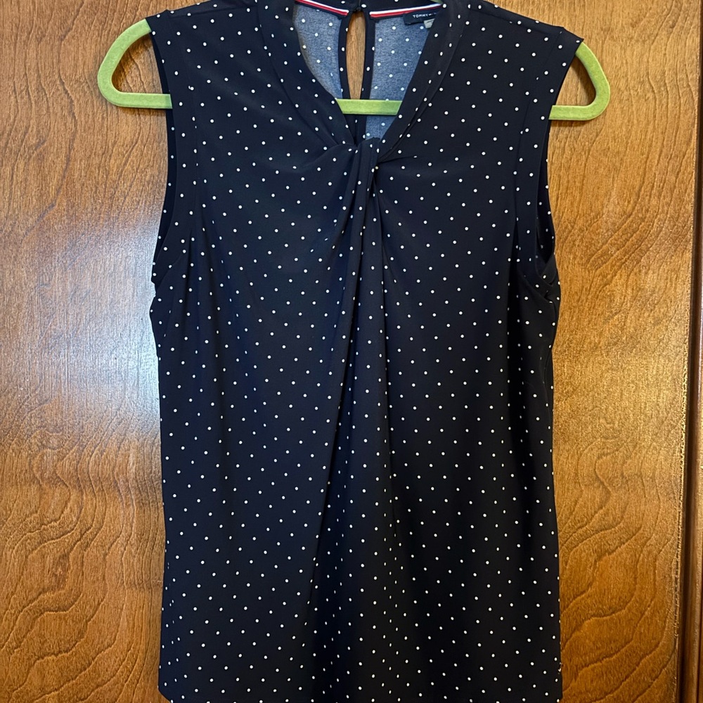 Tommy Hilfiger Polka Dot Twist Front Sleeveless Top Size M